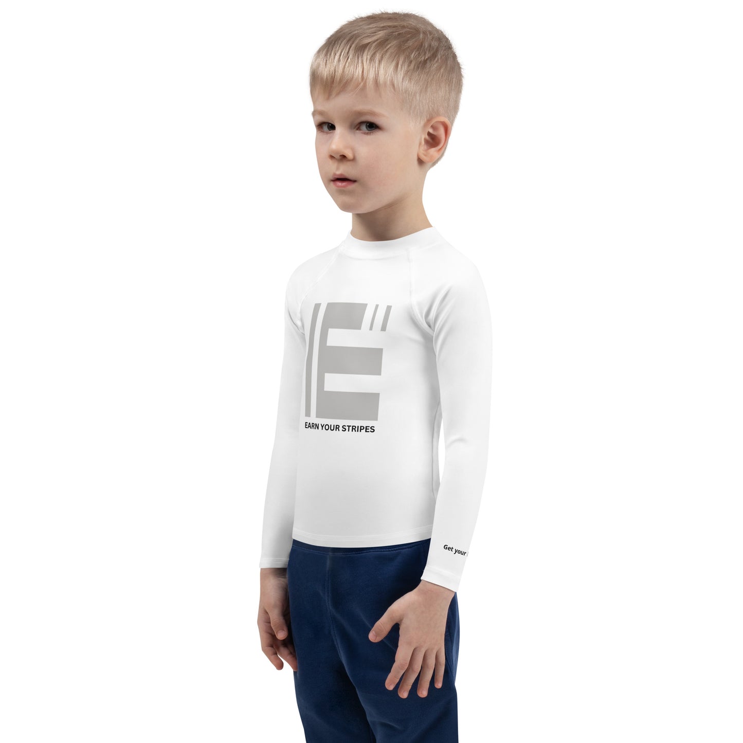 Kids Grey White Logo Rash Guard