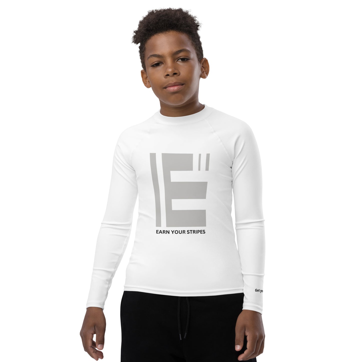 Youth Grey White Logo Rash Guard