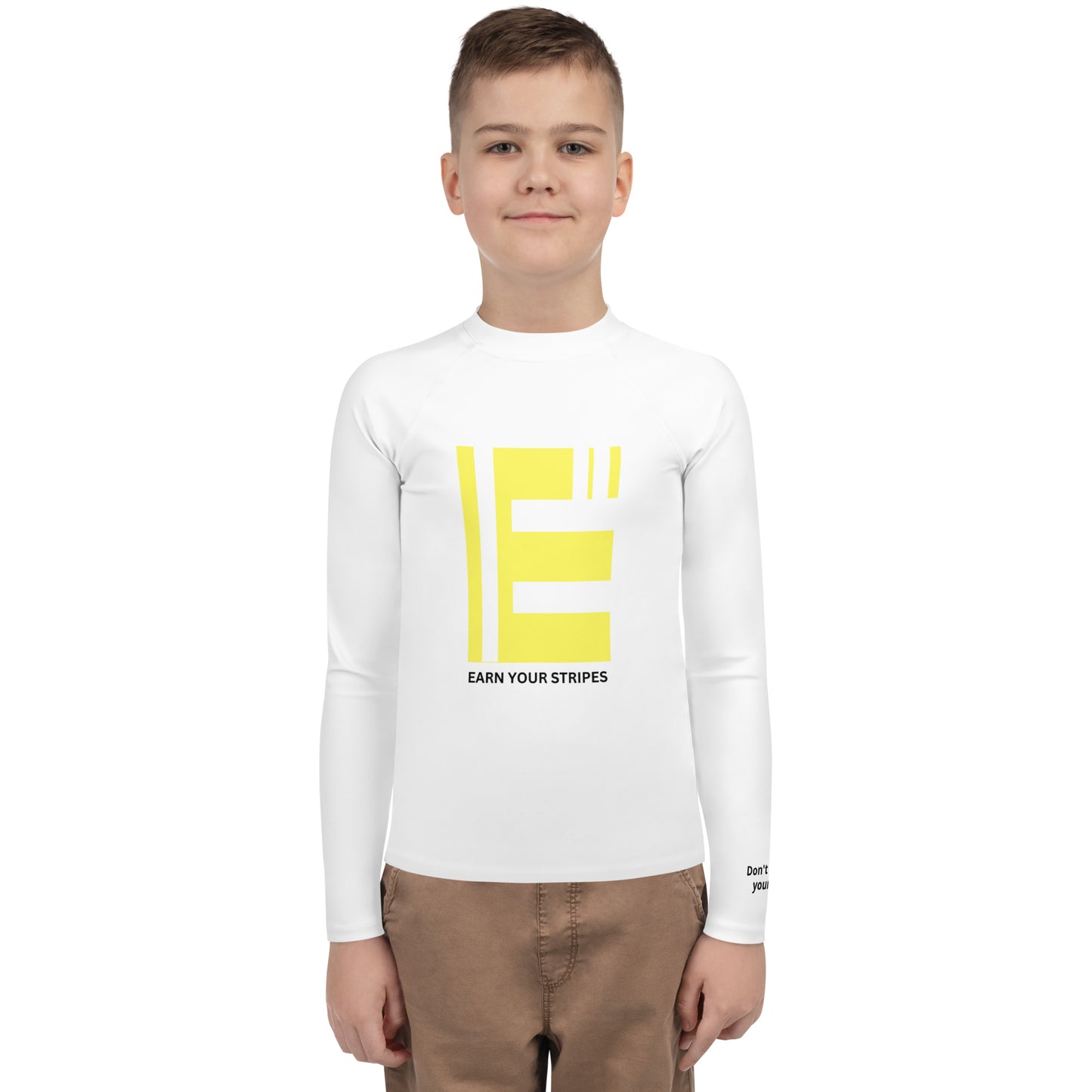 Youth Yellow White Logo Rash Guard