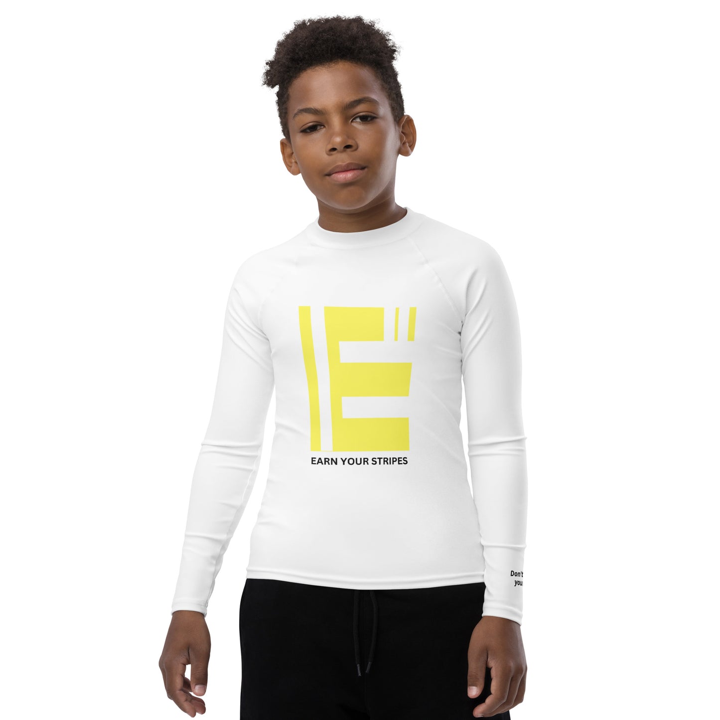 Youth Yellow White Logo Rash Guard